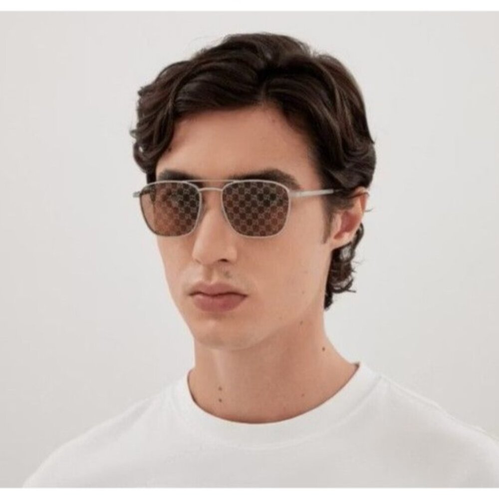 NEW GUCCI SUNGLASSES SILVER UNISEX EYEWEAR GUCCI GG1881S 004 - Picture 2 of 10